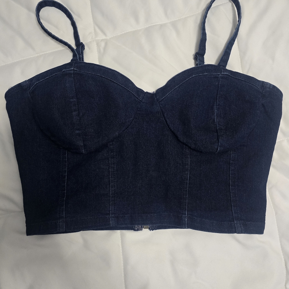 Dark Blue Denim Bustier Top